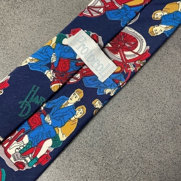 Vintage Protocol Harley-Davidson moto print tie - Picture 3 of 5